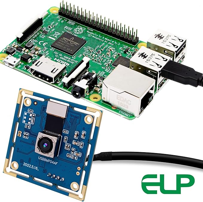 ELP 8MP USB Camera - Autofocus 4K PC &amp Raspberry Pi Mini UVC USB2.0 Webcam Board IMX179 Industrial Lightburn Camera for Laptop