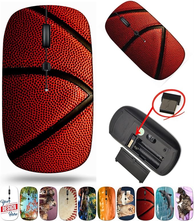 maizi Wireless Mouse for PC MacBook Computer Laptop (BYADAUa2GA_Basketball Closeup_148)