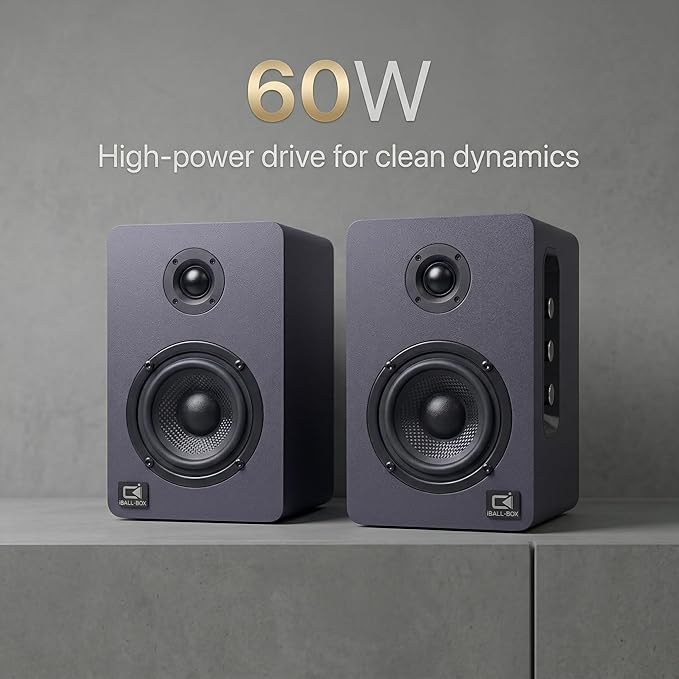 60W Desk Speakers for PC Bluetooth 5.3 DSP 24-Bit Optical USB-C/AUX Silk-Dome Tweeter Carbon-Fiber Driver for Laptop/Mac/Monitor (Slate Blue)