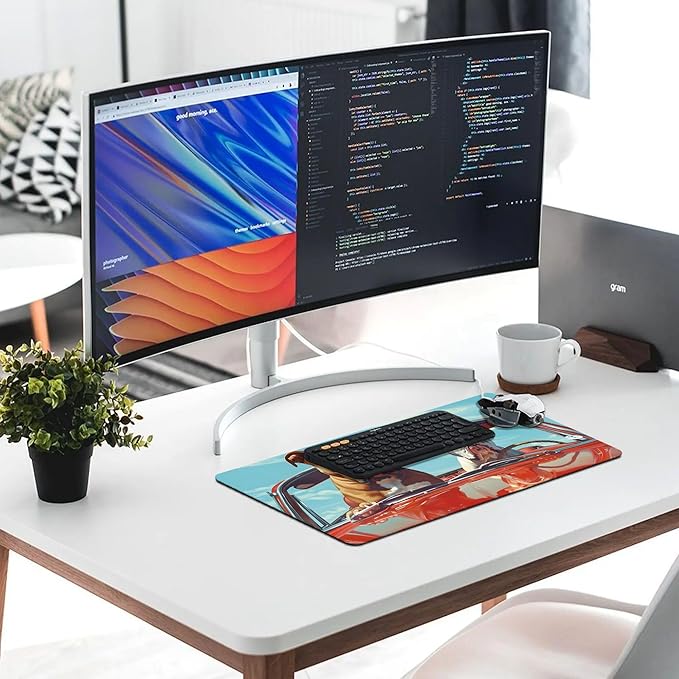 XXL Gaming Mouse Pad Animal Drive Dog XXL Gaming Mouse Pad Large Desk Mat Protector for Desktop Anti-Slip Rubber Extended Computer Keyboard Mat Writing Pad for Work Office 15.7 * 35.4 inB-1756