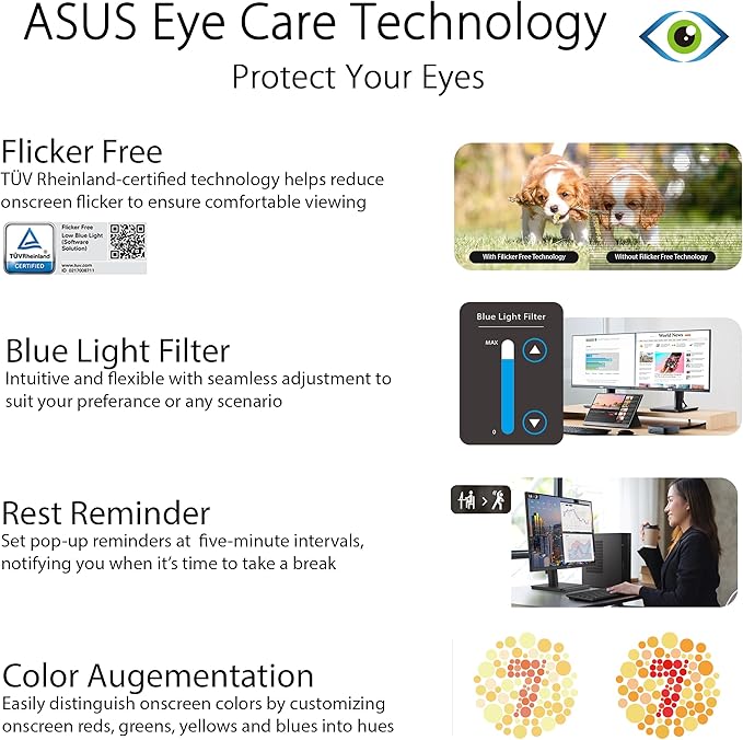 ASUS 27 1440P Business Monitor (BE27AQG) - QHD (2560x1440) IPS 120Hz Ergonomic Design Speakers Height Adjustable Power Sync Eye Care VESA Wall Mountable 3 yr Warranty TAA Compliant