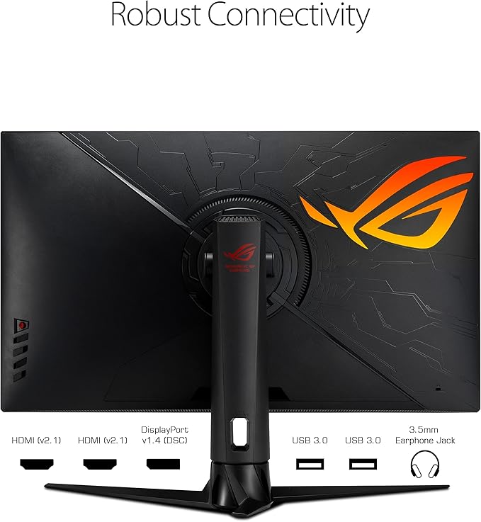 ASUS ROG Swift PG32UQ 32” 4K HDR 144Hz DSC HDMI 2.1 Gaming Monitor UHD (3840 x 2160) IPS 1ms G-SYNC Compatible Extreme Low Motion Blur Sync Eye Care DisplayPort USB DisplayHDR 600