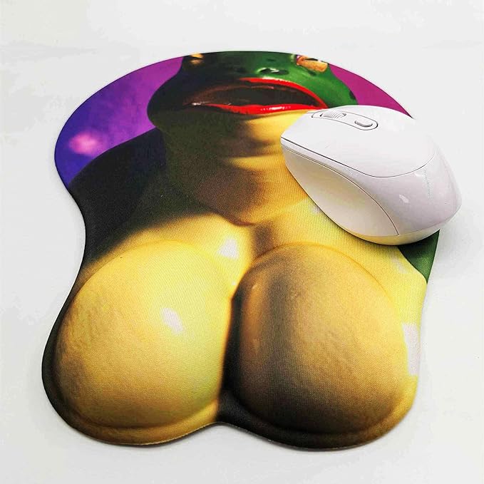 3D Mouse pad Oppai Mousepad Anime Manga Breast Gaming Wrist Rest Boob-pad Anti-Slip Mouse Mat (Frog)