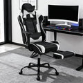 Gaming Chair Computer Chair Ergonomic Gaming Chair with Footrest Reclining High Back Video Game Chair with Lumbar Support Headrest Armrest Swivel Seat for Teen (White)