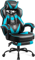 Vonesse Gaming Chair High Back Gaming Chair with Footrest and Massage Gaming Chairs for Adults with Pocket Spring Cushion Big and Tall Reclining Computer Chair with Lumbar Support (Cyan/Black)