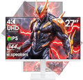 CRUA 27 Gaming Monitor 144Hz 4K UHD(3840*2160P) IPS Screen Supports Height/Pivot/Rotating/Tilt Adjustable Vertical Monitor AMD Freesync 120% sRGB Built-in Speakers Wall Mountable Installs-White