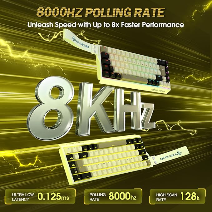 ZIYOU LANG X Magic-Refiner X68HE 8KHz Rapid Trigger Mechanical Gaming Keyboard60% WiredHall Effect Magnetic SwitchAdjustable ActuationRGB BacklitSnap Tap RGB Backlit for PC/Mac Cheese White