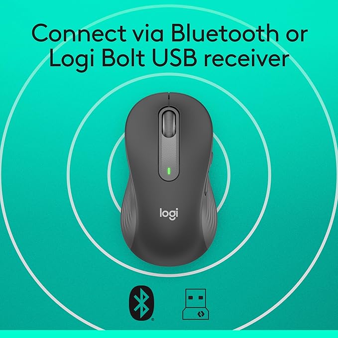 Logitech Left Handed Wireless Mouse Signature M650 L Full Size - 2 Year Battery Silent Clicks Customizable Buttons Bluetooth PC/Mac/Chromebook - Graphite Large