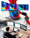 Laptop Screen Extender Triple Monitor Mount Stand Triple Screen Laptop Monitor Extender Portable 3 Screen Display with Single USB-C Foldable Aluminum Multi-Monitors for Office (1 Set)