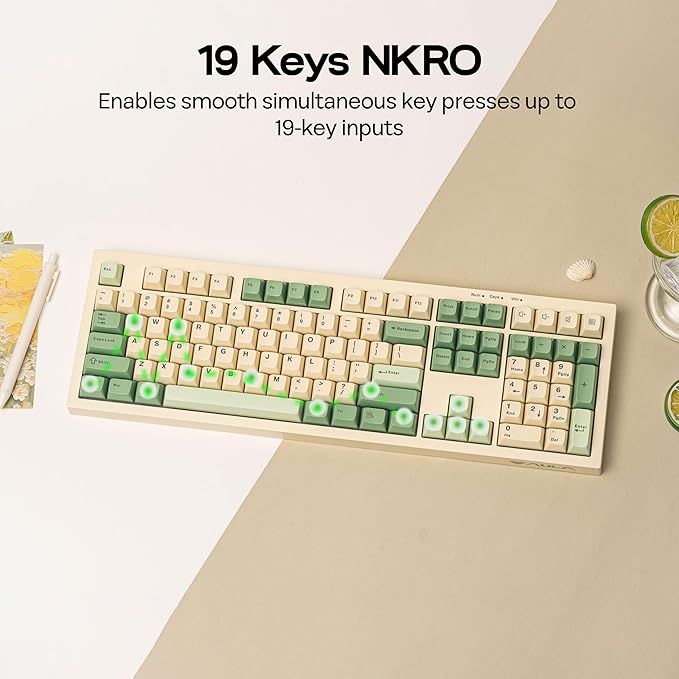 MechLands Aula S102 Membrane Gaming Keyboard with Number Pad 100% Full Size Layout USB-C Wired RGB Backlit Creamy Silicone Structure Silent Keyboard for PC Game/Office (Yellow)