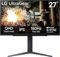 LG 27GS75Q-B 27-inch Ultragear QHD (2560x1440) Gaming Monitor 180Hz (O/C 200Hz) 1ms IPS NVIDIA G-SYNC Compatible AMD FreeSync HDR10 Tilt/Height/Pivot Stand HDMI DisplayPort Black