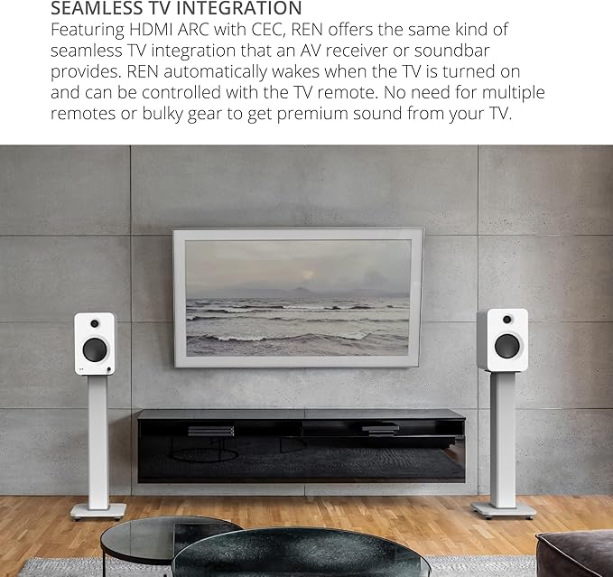 Kanto REN MW Bluetooth Powered Bookshelf Speakers - Matte White Pair SP32PLW 32 Fixed-Height Stands for Bookshelf Speakers - White Pair (2024)