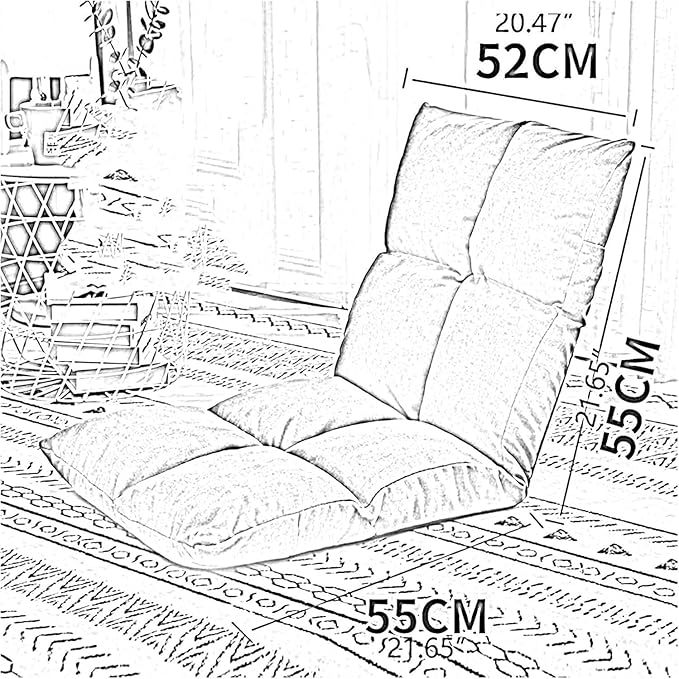 ELEFOCUS Folding Sofa Chair Folding Floor Chair 5 Levels Adjustable Detachable and Washable Lazy Chair for Bay Window Living Room(YellowLarge)
