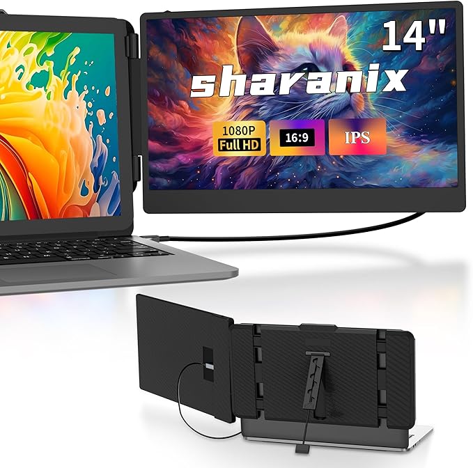 14 Laptop Screen Extender FHD 1080P IPS Dual Screen Laptop Monitor Extender Portable Monitor for Laptops 13-17.3 Compatible with Win/Mac/Android/Switch