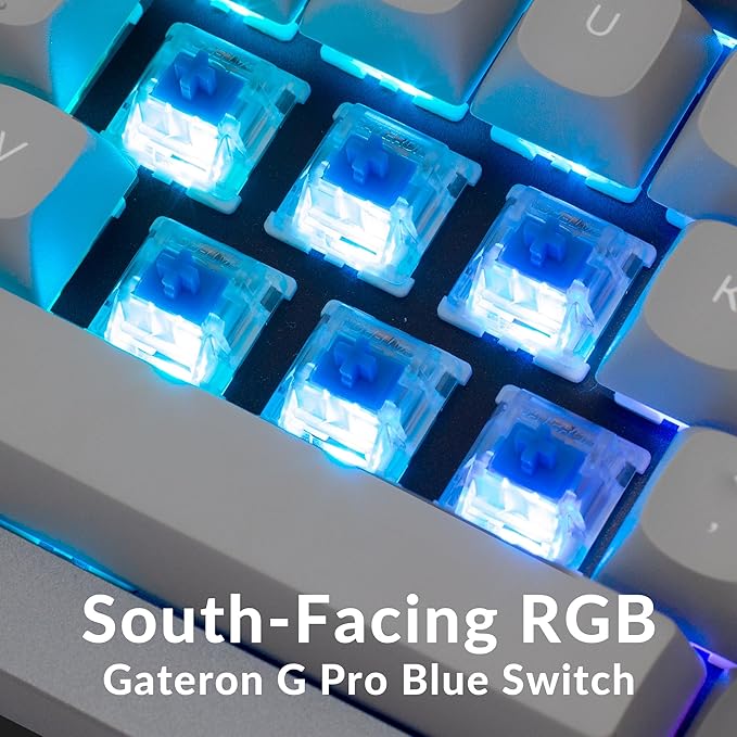 Keychron Q1 RGB Wired Custom Mechanical Keyboard 75% Layout QMK/VIA Programmable Macro with Hot-swappable Gateron G Pro Blue Switch Double Gasket Compatible with Mac Windows Linux (Grey) -Version 2