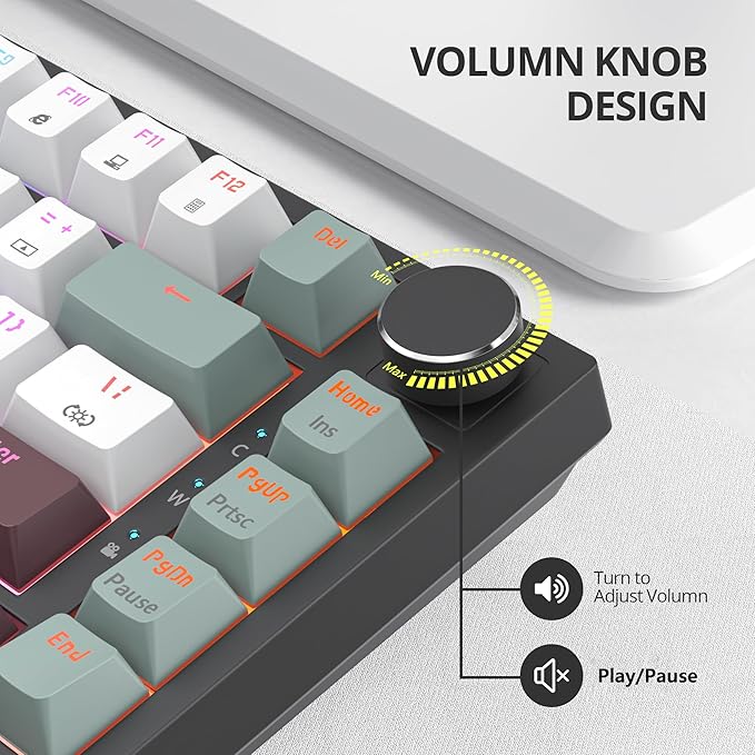 Mist 75% Wired Gaming Keyboard - Hot Swappable Gasket Mount Red Switch RGB Backlit 82-Key TKL Mechanical Keyboard NKRO for PC/Laptop Windows Gamers