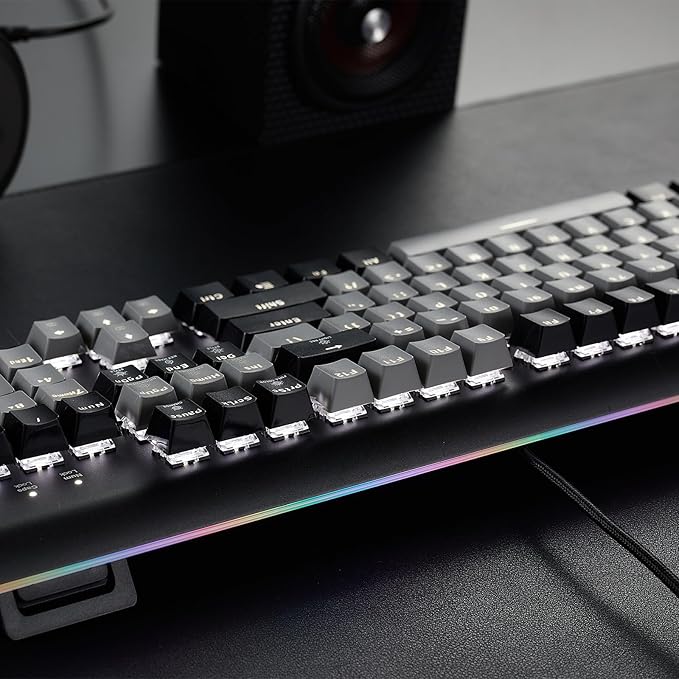 Hexgears GK735 Wired Full Size Mechanical Keyboard Aluminum Housing Built for Gamers w/Kailh Box White Switch White Backlit + Surrounded by RGB Light Strip 104 Keys Gaming Keyboard for PC/Mac