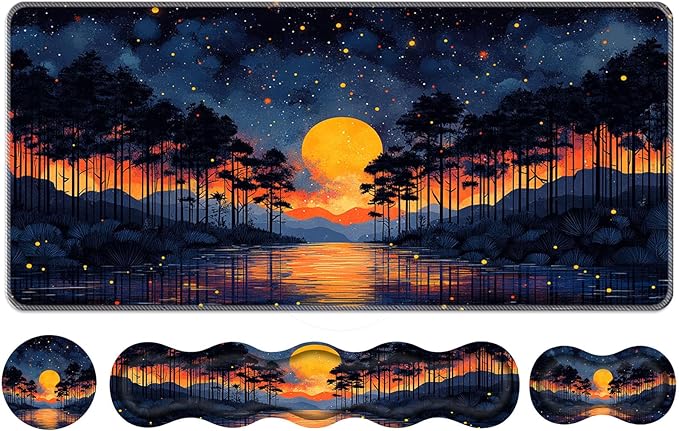 Keyboard Wrist Rest SetMemory Foam Wrist Support Mouse Pad31.5x11.8 Desk Mat for Comfortable Typing &amp Pain ReliefNon-Slip Base for Office &amp Home Use - Sunset