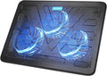 TECKNET Laptop Cooling Pad Portable Slim Quiet USB Powered Laptop Notebook Cooler Cooling Pad Stand Chill Mat with 3 Blue LED Fans Fits 12-17 Inches (Black)