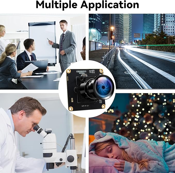 Starvis USB Camera Module 0.0001Lux Ultra Low Light H.264 HDR 1080P Security Webcam Module with 110° Wide Angle Lens Plug and Play for Linux Windows Raspberry Pi