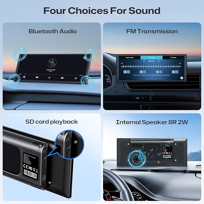 INNOVV V2 10.3Inch Wireless Carplay &amp Android 1920 * 720 IPS Touch Screen for Car Mirror Link Loop Recording GPS Siri with Adjustable Magic Stand