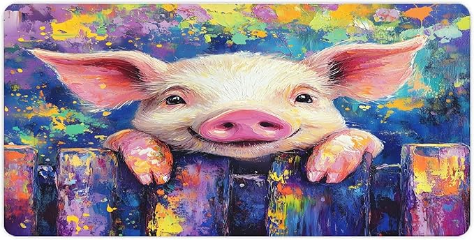 XXL Gaming Mouse Pad Animal Cute Pig XXL Gaming Mouse Pad Large Desk Mat Protector for Desktop Anti-Slip Rubber Extended Computer Keyboard Mat Writing Pad for Work Office 15.7 * 35.4 inB-391