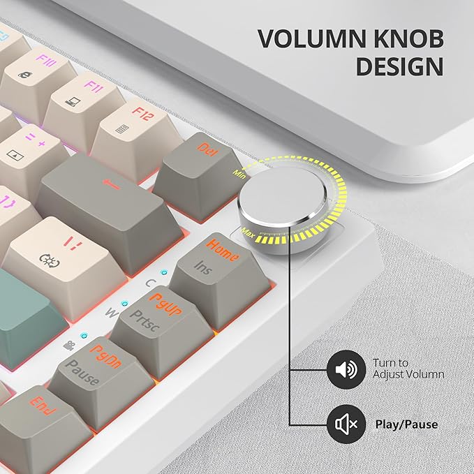 75% Wired Gaming Keyboard Hot Swappable Gasket Mount Red Switch RGB Backlit 82 Keys TKL Mechanical Keyboard NKRO Compact for PC Laptop Windows Gamer (Gray Rice)