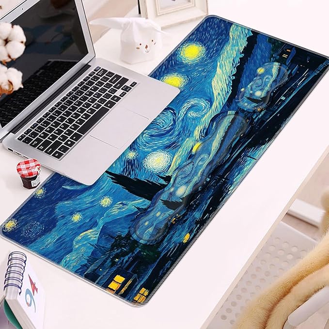 Keyboard Wrist Rest and Mouse Pad Set31.5x11.8 Inches Desk MatWaterproof Non-Slip Ergonomic Wrist Support for Pain ReliefExtended Desk Protector for Office Home GamingStarry Night Sky Art