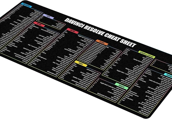 Davinci Resolve Windows Shortcuts &amp Cheat Sheet Mouse Mat Quick Reference for Video Editors Creators Filmmakers – Essential Computer Accessories for Study Work and Reference Purposes KMH