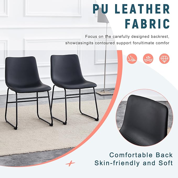Classic Black PU Leather Chair A Stylish Seat Suitable for Modern Minimalist and Industrial Style Settings.