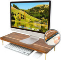 Monitor Stand Wood Riser with 4 USB Ports Computer Monitor Stand with America Walnut Data Transfer Charging Hub -Compatible with Computer Mac PCs Smartphone 20.5*8.3in