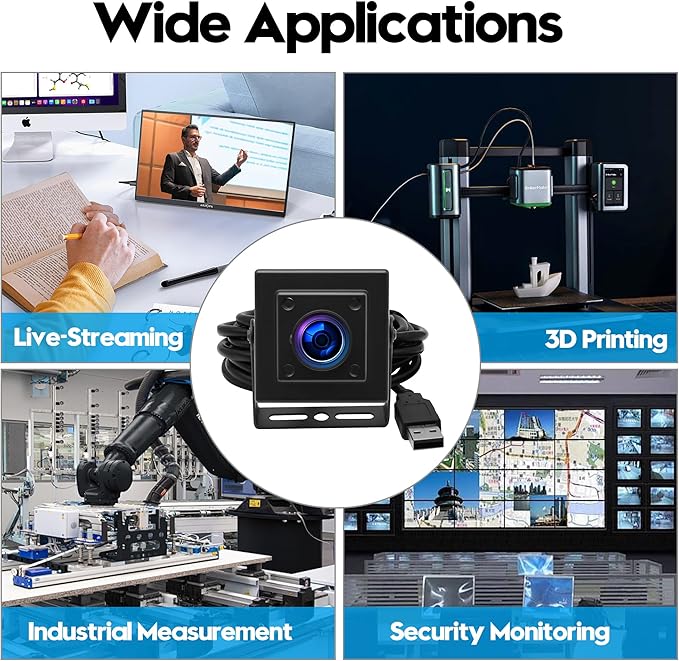 SVPRO 5MP 30FPS USB Camera IMX335 Sensor Fisheye Webcam for 3D Printer Laser Engraver Machine Vision Industrial Camera Security Monitoring(M12 Lens USB Plug &amp Play for Windows/Mac/Linux/Andro