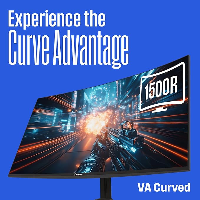 Westinghouse 32 Inch Curved Full HD Gaming Monitor 165Hz AMD FreeSync Support Low Motion Blur 1500R Curve 1920 x 1080 for PC Games with Built in Speakers DisplayPort 2X HDMI
