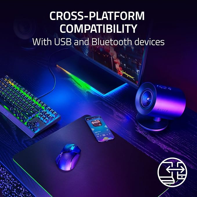 Razer Nommo V2 X - Full-Range 2.0 PC Gaming Speakers: THX Spatial Audio - Rear-Facing Bass Ports - Two 3” Full-Range Drivers - Max Sound Pressure Level 96dB - Wireless Control Pod
