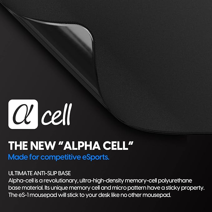 Pulsar - eS1 Esports Professional Level Gaming Mouse Pad 3mm Thickness Anti-Slip Base Anti-Fray Precision Stitching Medium to high Glide Speed 16.5in x 13in (Black Large)