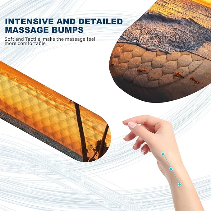 Ergonomic Mouse Pad and Keyboard Wrist Rest with Massage Design Space-Saving Mouse Pad Wrist Support Memory Foam Wrist Rest with Non-Slip PU Base for Computer Desk Beach