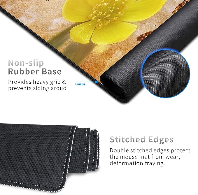 Desk Pad Mat + Wrist Rest Pad + Coasters Set Durable Office Desk Mat 31.5x 11.8 Large Gaming Mouse Pad Extended Non-Slip Rubber Base Keyboard Pad for Laptop &amp Home Bible Verse Philippians 4:1