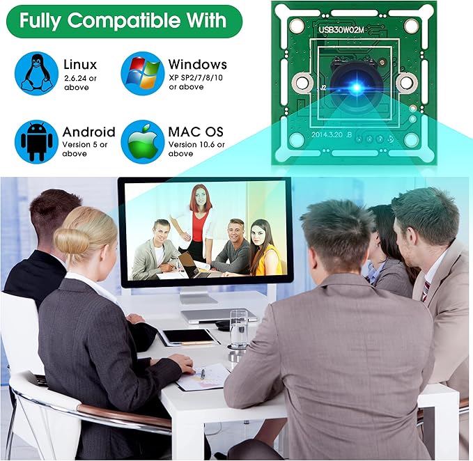 USB Camera Module 100 Degree No Diistortion Lens USB Camera 60fps High Speed Camera 10.2Inch Mini Webcam for Industrial Machine Supports Most OS with 3.3ft/1m Cable forRaspberry Pi Jetson Nano