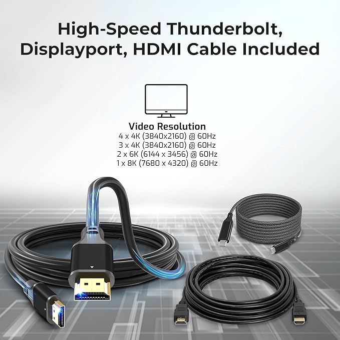 Dell SD25TB4 Pro Thunderbolt 4 Smart Dock - Supports 8k Display 3 Years Warranty with 180W Adapter HDMI DisplayPort Thunderbolt Cable Cloth - USB C Docking Station Hub with Accessories