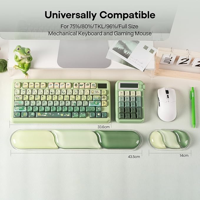 EPOMAKER CloudGel Wrist Rest for Keyboard and Mouse 2 Pieces Silicone Wrist Support Anti-Slip Rubber Bottom Ergonomic Design Suitable for Office/Computer/Laptop/Gaming (Green)
