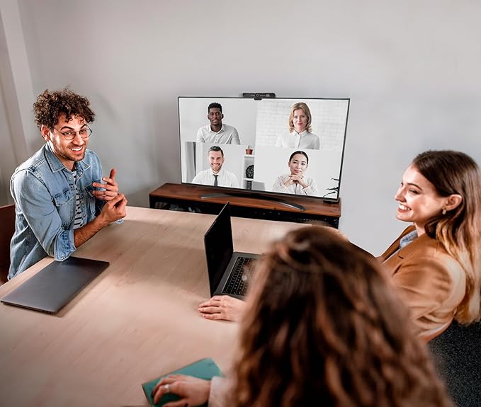 Compact Smart 4K Conference Camera Ultra HD 120° Wide Lens Auto-Framing Noise-Cancellation Mics 20ft Pickup Easy USB Connectivity Video Conference Camera for Zoom Teams Google Meet