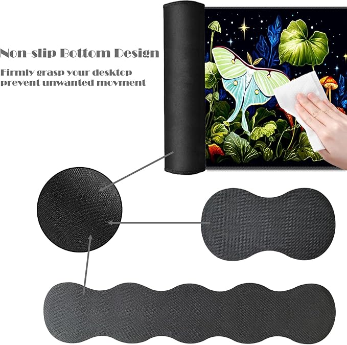 Ergonomic Keyboard Wrist Rest &amp Mouse Pad Wrist Rest SetXL Gaming Desk Mat 31.5x 11.8Non-Slip BaseMemory FoamEasy Typing Pain Relief for Office &amp HomeButterflies in Starry Forest