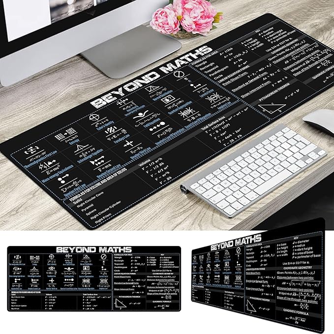 Beyond Maths Mouse Pad – FormulaFlow Study Mat All-in-One Math &amp Physics Cheat Sheet Desk Pad for Students &amp STEM Lovers Essential Computer Accessories for Study Work and Reference Purpose