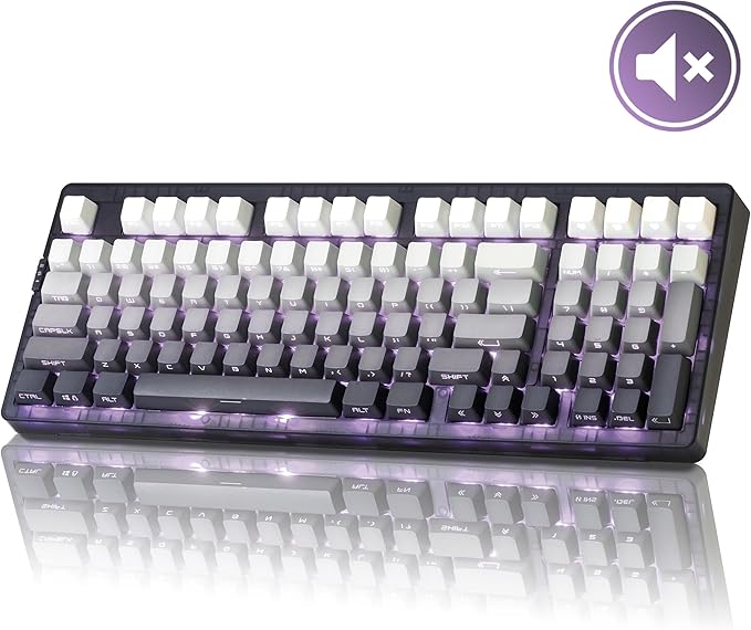 ZORNHER ZH980 Silent Mechanical Keyboard95% Black &amp White Silent Gaming Keyboard with Number PadLighted Up PBT KeycapsKeyboard Quiet Silent SwitchesHot-SwappableRGB Backlit
