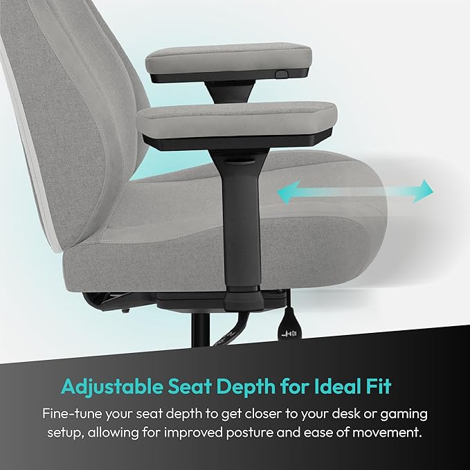 ThunderX3 CORE Smart LOFT Gaming Chair Light Grey – Ergonomic Office Chair Automatic Lumbar Support Synchronised Mechanism 3D Armrests Fabric Cover for Users up to 125kg 155-190cm
