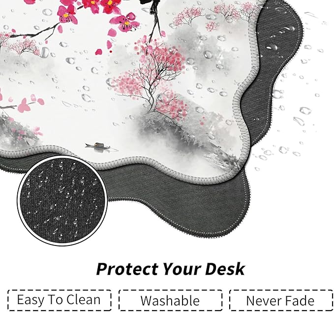 Japanese Cherry Blossom Desk Mat Mouse Pad 31.5 x11.8 XL Extended Mousepad Huge Mouse Pads with Stitched Edges Desk Pad for Work Game Office Home