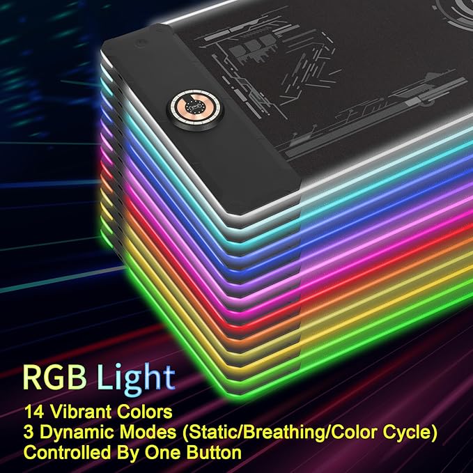 Large Gaming Mouse Pad with Magnetic Wireless Charger 15W Fast Charging RGB Light LED Mousepad Desk Mat Smooth Surface Anti-Slip Rubber Base Keyboard Pad for Gaming MacBook PC Laptop - Black