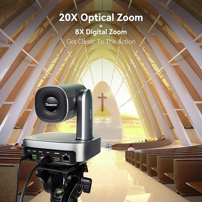 Tenveo 4K PTZ Camera and Controller Bundle 20X Zoom AI Auto-Tracking HDMI/USB3.0/LAN/PoE 4K PTZ Camera and PTZ Controller 5 LCD 4D Joystick NDI Controller Kit for Live Streaming