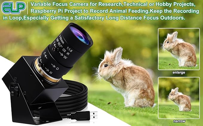 ELP 4K USB Camera with Microphone 5-50mm Varifocal Lens Manual Zoom Webcam 8MP IMX317 Sensor 3840x2160@30fps UVC for Windows Linux Mac Raspberry Pi etc.