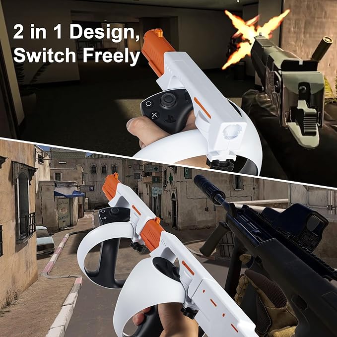 Pistol Grip Controller Accessories for PS VR2 2 in 1 Rifle Grip With Stock and Sling Gamepad Shooting Bracket Mount for VR2 FPS Games Resident Evil Village Pistol Whip